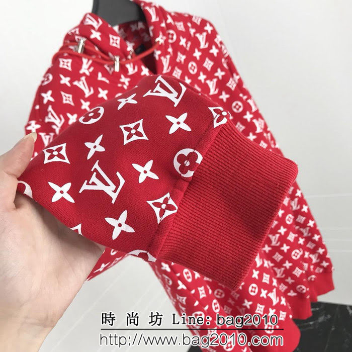 LV路易威登 X SuP全球限量聯名款 滿印lv繡標 原版純棉抓絨連帽衛衣 情侶款 ydi1415